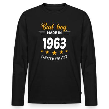 Bad boy réalisé en 1963 - T-shirt manches longues Premium bio Homme - noir - Devant - Nico (187cm)