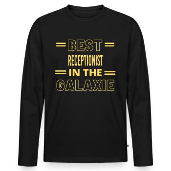 Best Ever IN THE GALAXIE RECEPTIONIST - Men's Premium Organic Long Sleeve Shirt - black - Front - Nico (187cm)