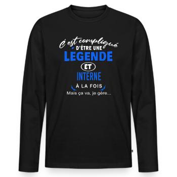 humour Légende et INTERNE cadeau - T-shirt manches longues Premium bio Homme - noir - Devant - Nico (187cm)