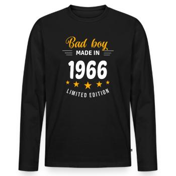 Bad boy réalisé en 1966 - T-shirt manches longues Premium bio Homme - noir - Devant - Nico (187cm)