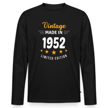 Vintage made in 1952 - Men's Premium Organic Long Sleeve Shirt - black - Front - Nico (187cm)