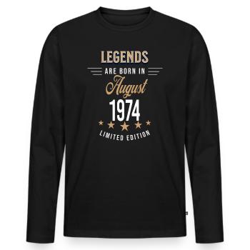 Legends are born in August 1974 - Men's Premium Organic Long Sleeve Shirt - black - Front - Nico (187cm)