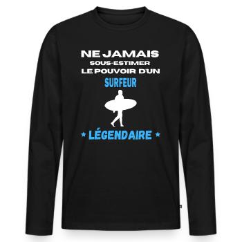 ne jamais sous estimer légendaire surfeur - T-shirt manches longues Premium bio Homme - noir - Devant - Nico (187cm)