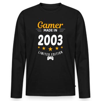 Gamer aus dem Jahr 2003 - Männer Premium Bio Langarmshirt - Schwarz - Vorne - Nico (187cm)