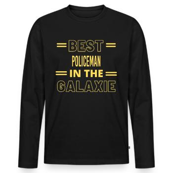 Meilleur policier de tous les temps dans la galaxie - T-shirt manches longues Premium bio Homme - noir - Devant - Nico (187cm)