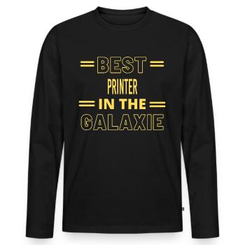 Best Ever IN THE GALAXIE PRINTER - Men's Premium Organic Long Sleeve Shirt - black - Front - Nico (187cm)
