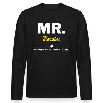 MR. souvent imité, jamais égalé Marathon - T-shirt manches longues Premium bio Homme - noir - Devant - Nico (187cm)