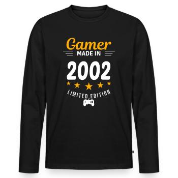 Gamer aus dem Jahr 2002 - Männer Premium Bio Langarmshirt - Schwarz - Vorne - Nico (187cm)