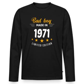 Bad boy réalisé en 1971 - T-shirt manches longues Premium bio Homme - noir - Devant - Nico (187cm)