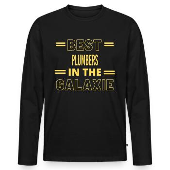 Best Ever IN THE GALAXIE PLUMBERS - Men's Premium Organic Long Sleeve Shirt - black - Front - Nico (187cm)