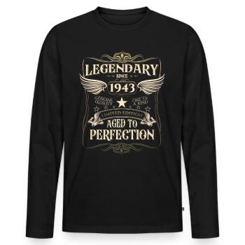 Légendaire depuis 1943 cadeau de 79ème anniversaire Génial - T-shirt manches longues Premium bio Homme - noir - Devant - Nico (187cm)