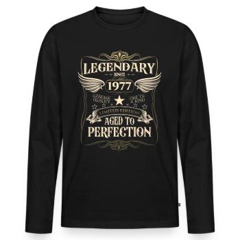 Legendary since 1977 45th birthday gift Awesome - Men's Premium Organic Long Sleeve Shirt - black - Front - Nico (187cm)