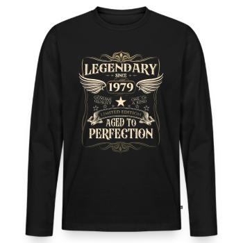 Legendär seit 1979 43. Geburtstag Geschenk Awesome - Männer Premium Bio Langarmshirt - Schwarz - Vorne - Nico (187cm)