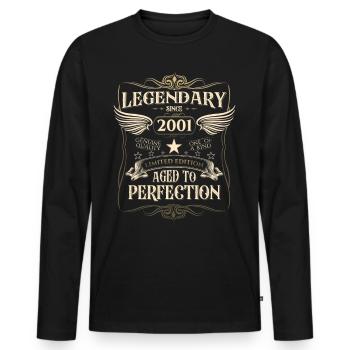 Légendaire depuis 2001 21ème cadeau d’anniversaire Génial - T-shirt manches longues Premium bio Homme - noir - Devant - Nico (187cm)