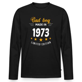 Bad boy réalisé en 1973 - T-shirt manches longues Premium bio Homme - noir - Devant - Nico (187cm)