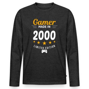 Gamer fait en 2000 - T-shirt manches longues Premium bio Homme - anthracite chiné - Devant - Nico (187cm)