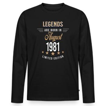 Legends werden im August 1981 geboren - Männer Premium Bio Langarmshirt - Schwarz - Vorne - Nico (187cm)