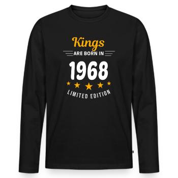 Kings SIND GEBOREN IM JAHR 1968 - Männer Premium Bio Langarmshirt - Schwarz - Vorne - Nico (187cm)