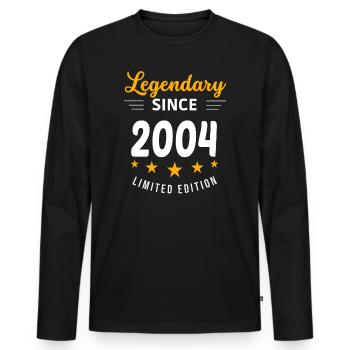 Legendär seit 2004 - Männer Premium Bio Langarmshirt - Schwarz - Vorne - Nico (187cm)
