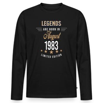 Legends werden im August 1983 geboren - Männer Premium Bio Langarmshirt - Schwarz - Vorne - Nico (187cm)