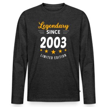 Legendary since 2003 - Men's Premium Organic Long Sleeve Shirt - heather anthracite - Front - Nico (187cm)