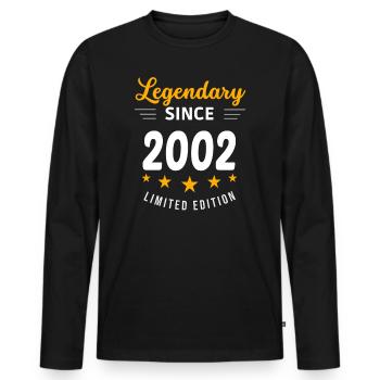 Legendär seit 2002 - Männer Premium Bio Langarmshirt - Schwarz - Vorne - Nico (187cm)