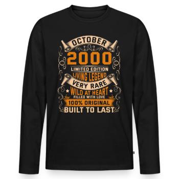 Birthday Legends 100% Original October 2000 - Men's Premium Organic Long Sleeve Shirt - black - Front - Nico (187cm)