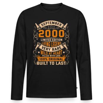 Birthday Legends 100% Original September 2000 - Men's Premium Organic Long Sleeve Shirt - black - Front - Nico (187cm)