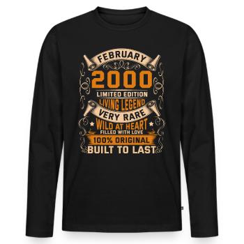Birthday Legends 100% Original February 2000 - Men's Premium Organic Long Sleeve Shirt - black - Front - Nico (187cm)
