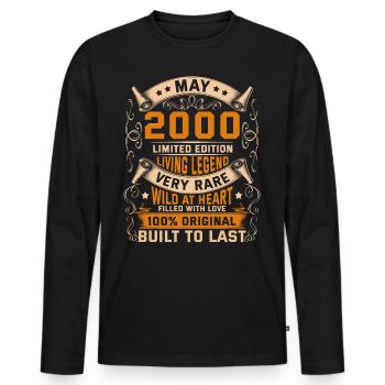 Birthday Legends 100% Original May 2000 - Men's Premium Organic Long Sleeve Shirt - black - Front - Nico (187cm)