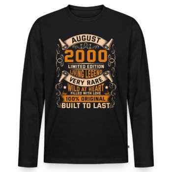 Birthday Legends 100% Original August 2000 - Men's Premium Organic Long Sleeve Shirt - black - Front - Nico (187cm)