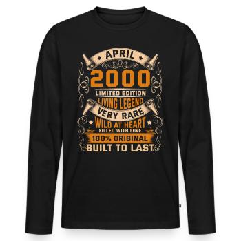 Birthday Legends 100% Original April 2000 - Men's Premium Organic Long Sleeve Shirt - black - Front - Nico (187cm)