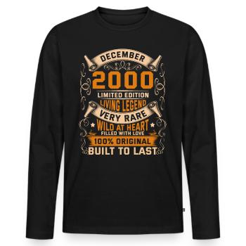 Birthday Legends 100% Original December 2000 - Men's Premium Organic Long Sleeve Shirt - black - Front - Nico (187cm)