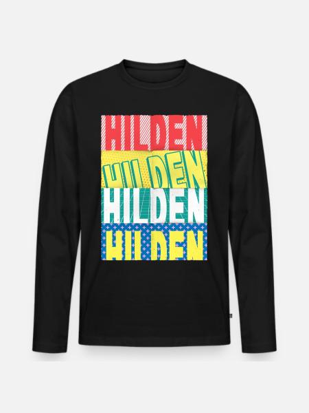 Hilden Germany City Font Skyline - Men's Premium Organic Long Sleeve Shirt - black