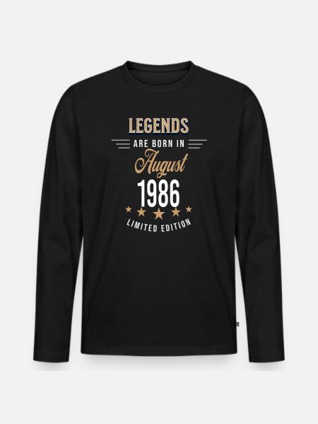 Legends are born in August 1986 - Men's Premium Organic Long Sleeve Shirt - black