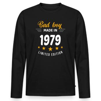 Bad boy réalisé en 1979 - T-shirt manches longues Premium bio Homme - noir - Devant - Nico (187cm)