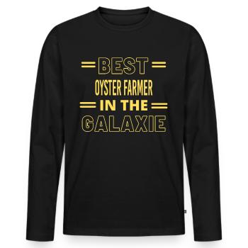 Best Ever IN THE GALAXIE OYSTER FARMER - Männer Premium Bio Langarmshirt - Schwarz - Vorne - Nico (187cm)