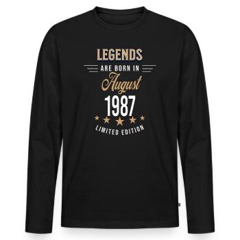 Legends werden im August 1987 geboren - Männer Premium Bio Langarmshirt - Schwarz - Vorne - Nico (187cm)