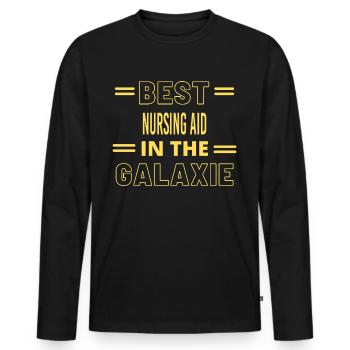 Best Ever IN THE GALAXIE NURSING AID - Men's Premium Organic Long Sleeve Shirt - black - Front - Nico (187cm)