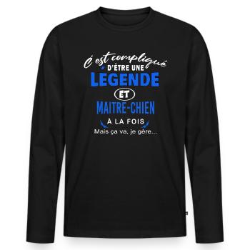 humour Légende et MAITRE-CHIEN cadeau - T-shirt manches longues Premium bio Homme - noir - Devant - Nico (187cm)