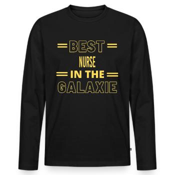 Best Ever IN THE GALAXIE NURSE - Men's Premium Organic Long Sleeve Shirt - black - Front - Nico (187cm)