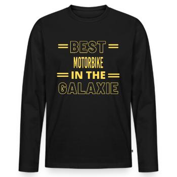 Das beste ALLER ZEITEN AUF DEM GALAXIE MOTORRAD - Männer Premium Bio Langarmshirt - Schwarz - Vorne - Nico (187cm)
