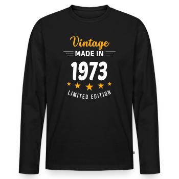 Vintage made in 1973 - Men's Premium Organic Long Sleeve Shirt - black - Front - Nico (187cm)