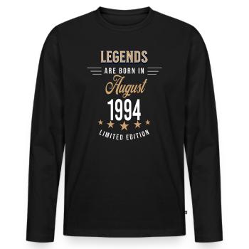 Les légendes naissent en août 1994 - T-shirt manches longues Premium bio Homme - noir - Devant - Nico (187cm)