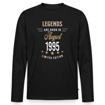 Legends werden im August 1995 geboren - Männer Premium Bio Langarmshirt - Schwarz - Vorne - Nico (187cm)