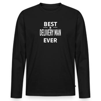 Meilleur livreur de tous les temps - T-shirt manches longues Premium bio Homme - noir - Devant - Nico (187cm)