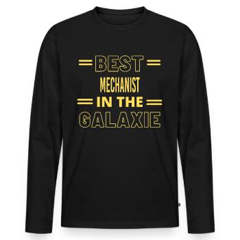 Best Ever IN THE GALAXIE MECHANIST - Männer Premium Bio Langarmshirt - Schwarz - Vorne - Nico (187cm)
