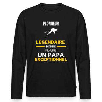 légendaire papa exceptionnel - humour Plongeur - T-shirt manches longues Premium bio Homme - noir - Devant - Nico (187cm)