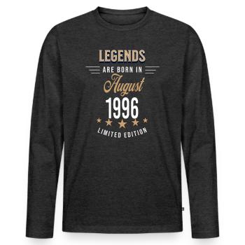 Legends are born in August 1996 - Men's Premium Organic Long Sleeve Shirt - heather anthracite - Front - Nico (187cm)