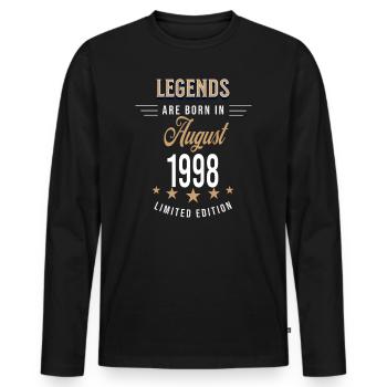 Les légendes naissent en août 1998 - T-shirt manches longues Premium bio Homme - noir - Devant - Nico (187cm)